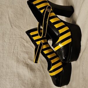Funtasma Black and Yellow Striped Heels